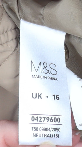 Marks and Spencer Women Beige Quilted Mid-Length Jacket Size 16