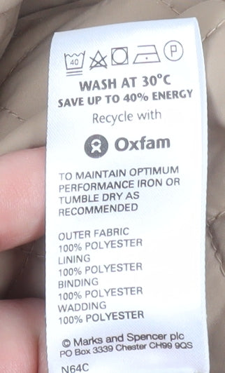 Marks and Spencer Women Beige Quilted Mid-Length Jacket Size 16