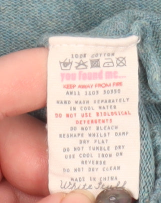 White Stuff Women's Green Cotton V-Neck Cardigan Size 16