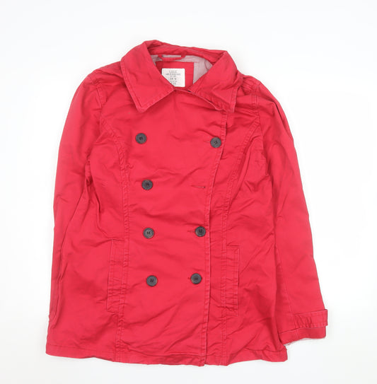 H&M L.O.G.G. Women’s Red Cotton Pea Coat Size 14 Casual Jacket