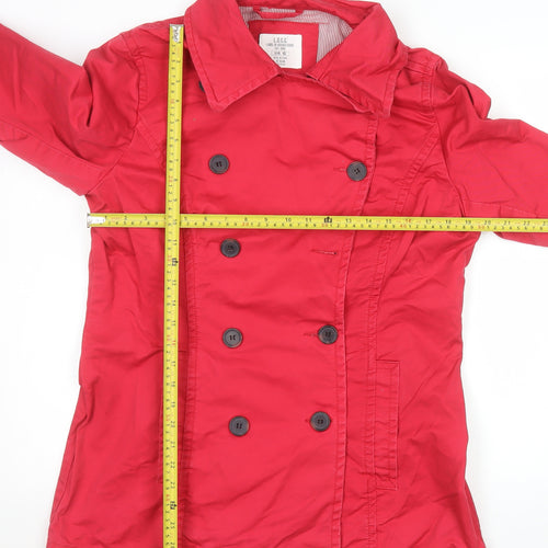 H&M L.O.G.G. Women’s Red Cotton Pea Coat Size 14 Casual Jacket