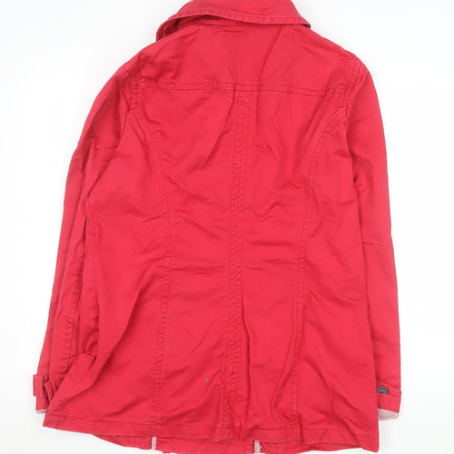 H&M L.O.G.G. Women’s Red Cotton Pea Coat Size 14 Casual Jacket