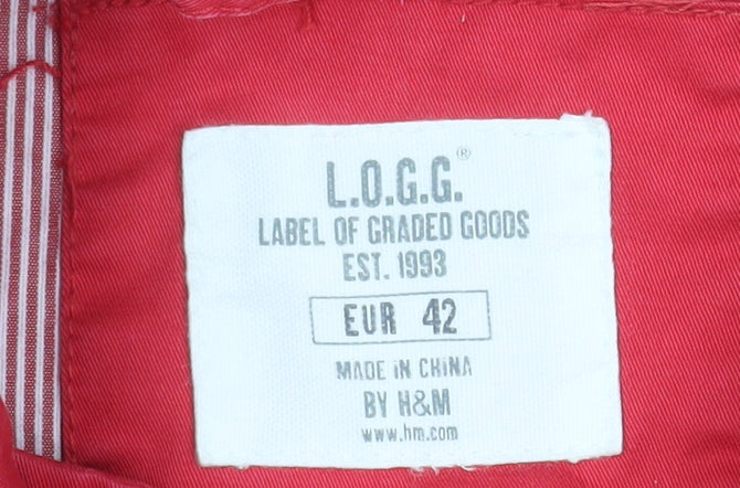 H&M L.O.G.G. Women’s Red Cotton Pea Coat Size 14 Casual Jacket