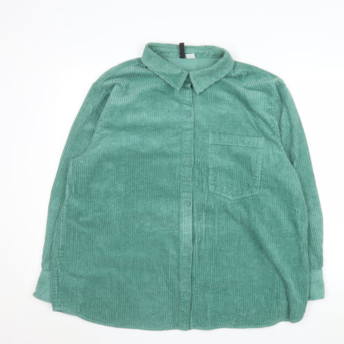 H&M Divided Women’s Green Corduroy Button-Up Jacket Size 14