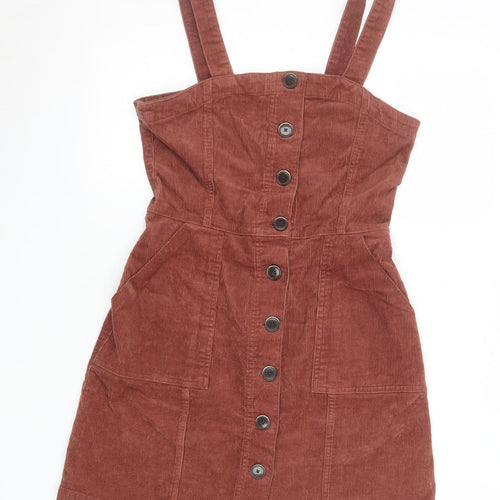 Denim Co. Women Brown Corduroy Pinafore Dress Size 10
