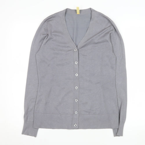 Haomeili Womens Grey V-Neck Button Cardigan Size S