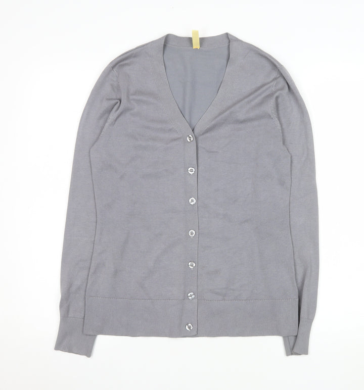 Haomeili Womens Grey V-Neck Button Cardigan Size S
