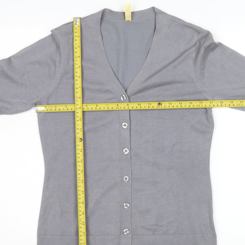 Haomeili Womens Grey V-Neck Button Cardigan Size S