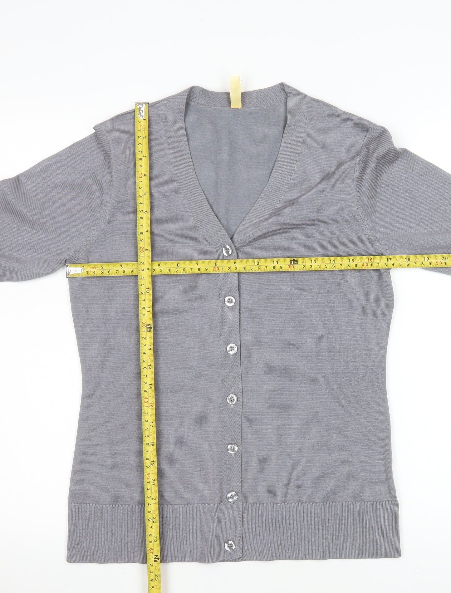 Haomeili Womens Grey V-Neck Button Cardigan Size S