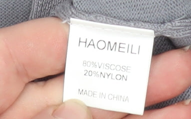 Haomeili Womens Grey V-Neck Button Cardigan Size S