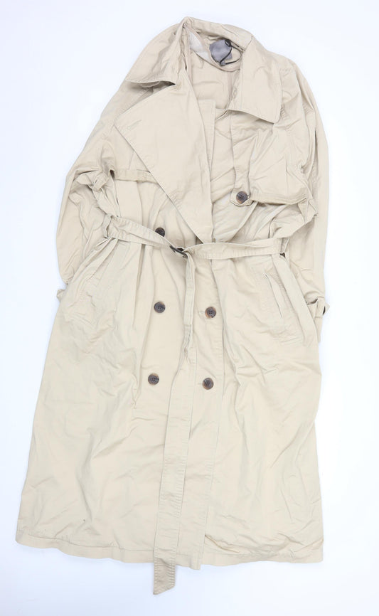 Next Women's Beige Trench Coat Size 20 Long Cotton Blend
