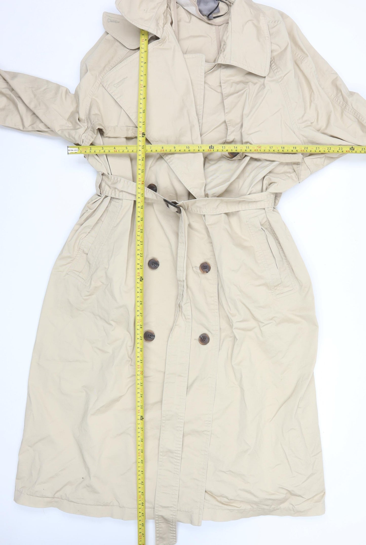 Next Women's Beige Trench Coat Size 20 Long Cotton Blend