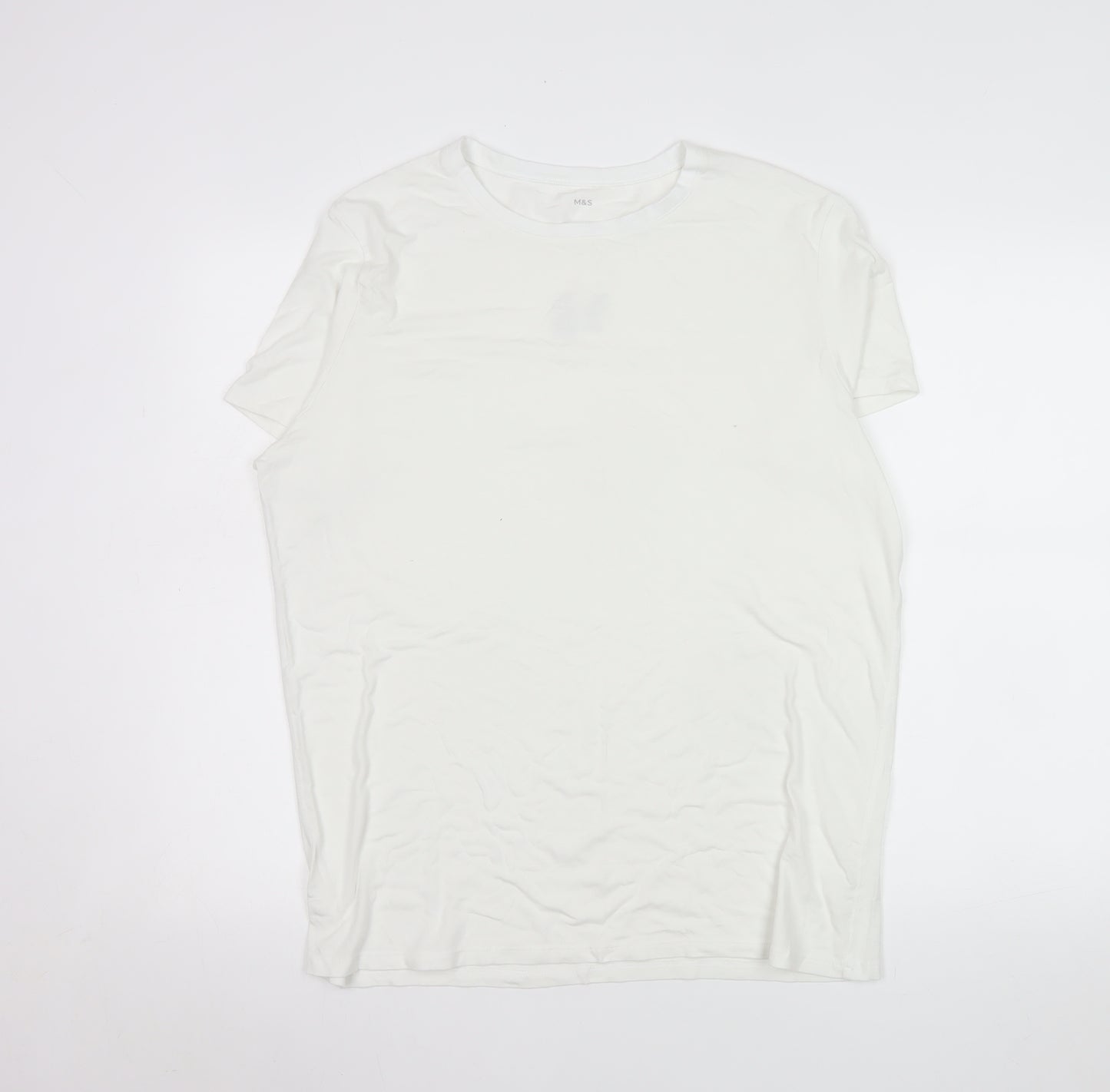 Marks and Spencer Men Ivory XL Thermal Short Sleeve Crew Neck T-Shirt
