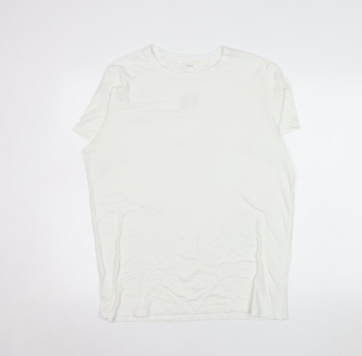 Marks and Spencer Men Ivory XL Thermal Short Sleeve Crew Neck T-Shirt