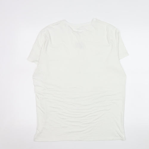 Marks and Spencer Men Ivory XL Thermal Short Sleeve Crew Neck T-Shirt