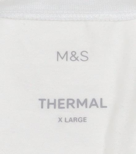 Marks and Spencer Men Ivory XL Thermal Short Sleeve Crew Neck T-Shirt