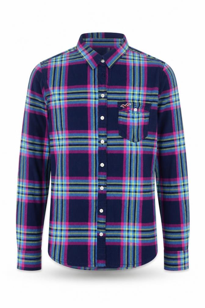 Front view of Hollister Men's Multicoloured Plaid Button-Up Long Sleeve Shirt M