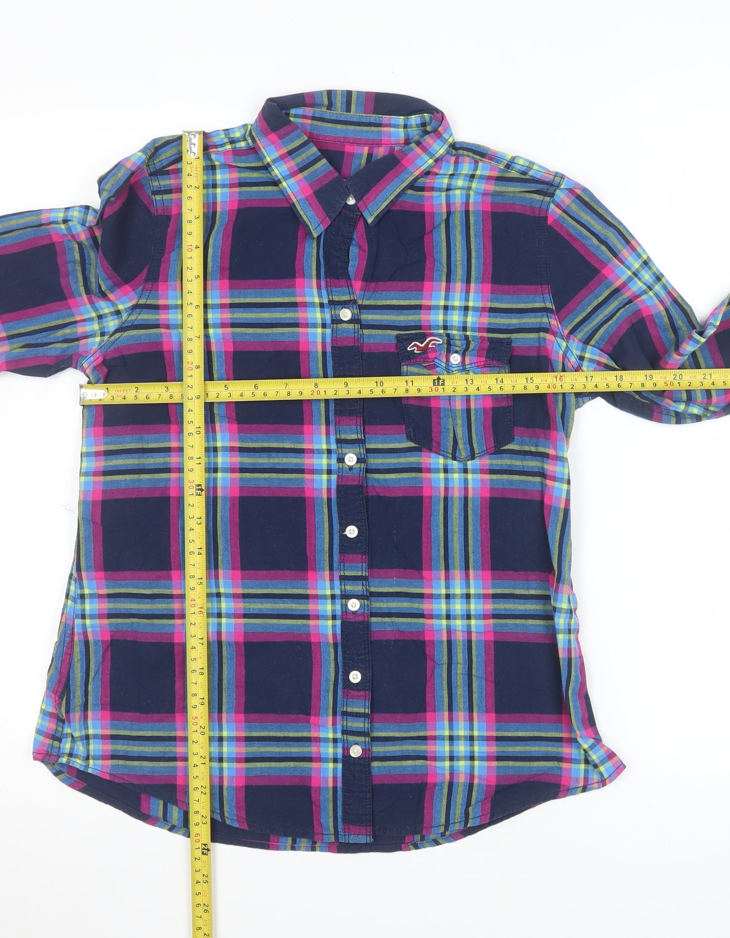 Hollister Men's Multicoloured Plaid Button-Up Long Sleeve Shirt M