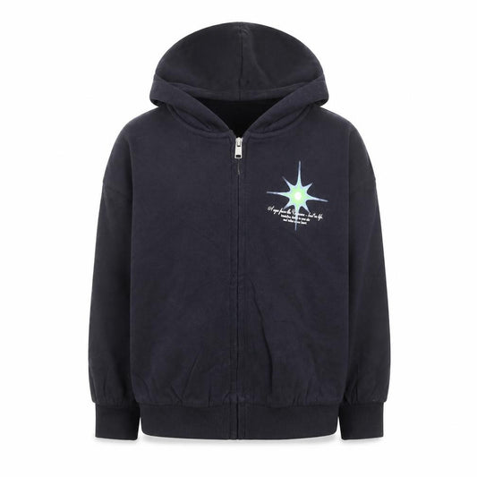 Marks and Spencer Girls Black Hooded Zip Jersey Jacket 6-7 Years