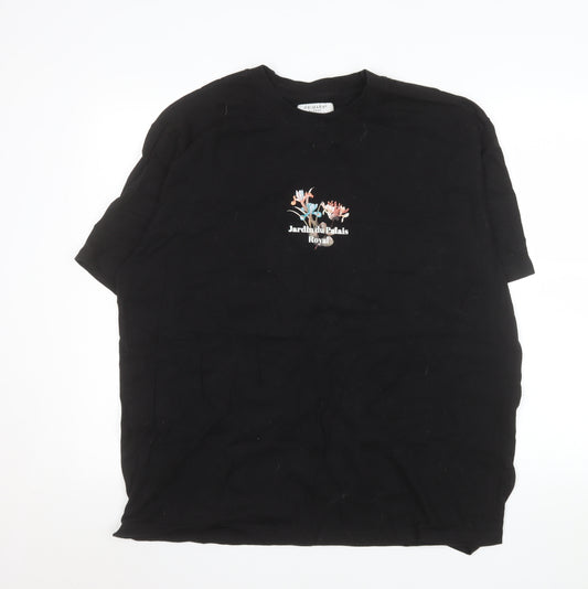 Primark Men’s Black Floral Paris Graphic Cotton T-Shirt XL