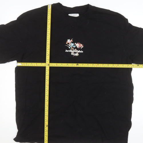 Primark Men’s Black Floral Paris Graphic Cotton T-Shirt XL
