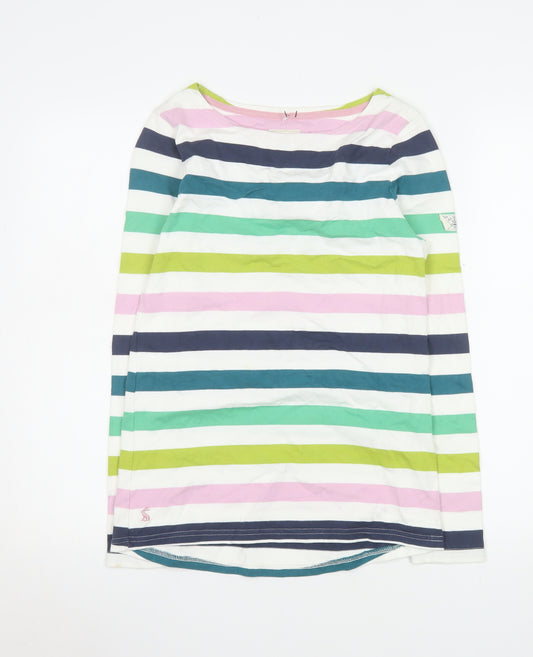Joules Women Multicoloured Stripe Long Sleeve 100% Cotton Top UK 10