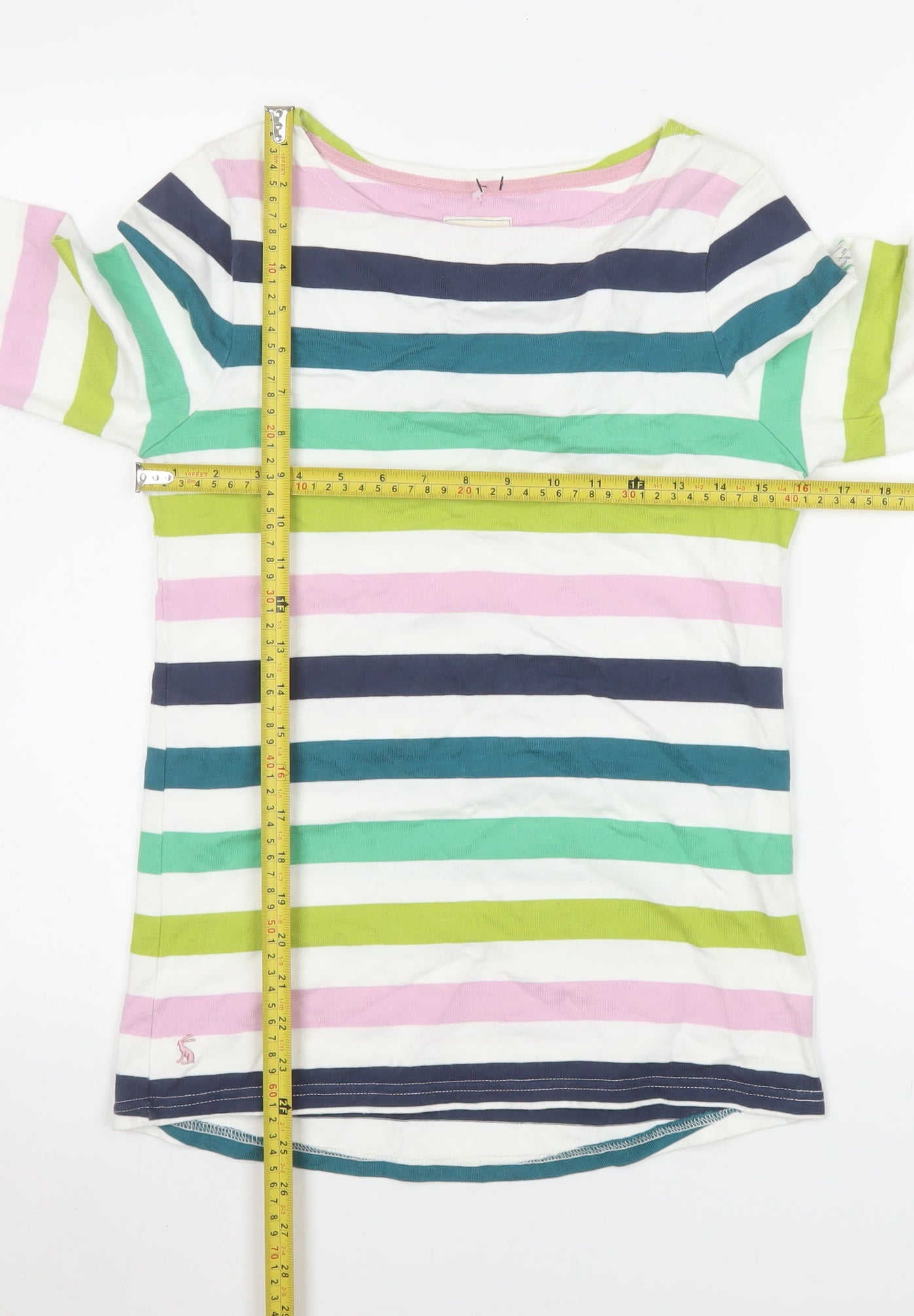 Joules Women Multicoloured Stripe Long Sleeve 100% Cotton Top UK 10