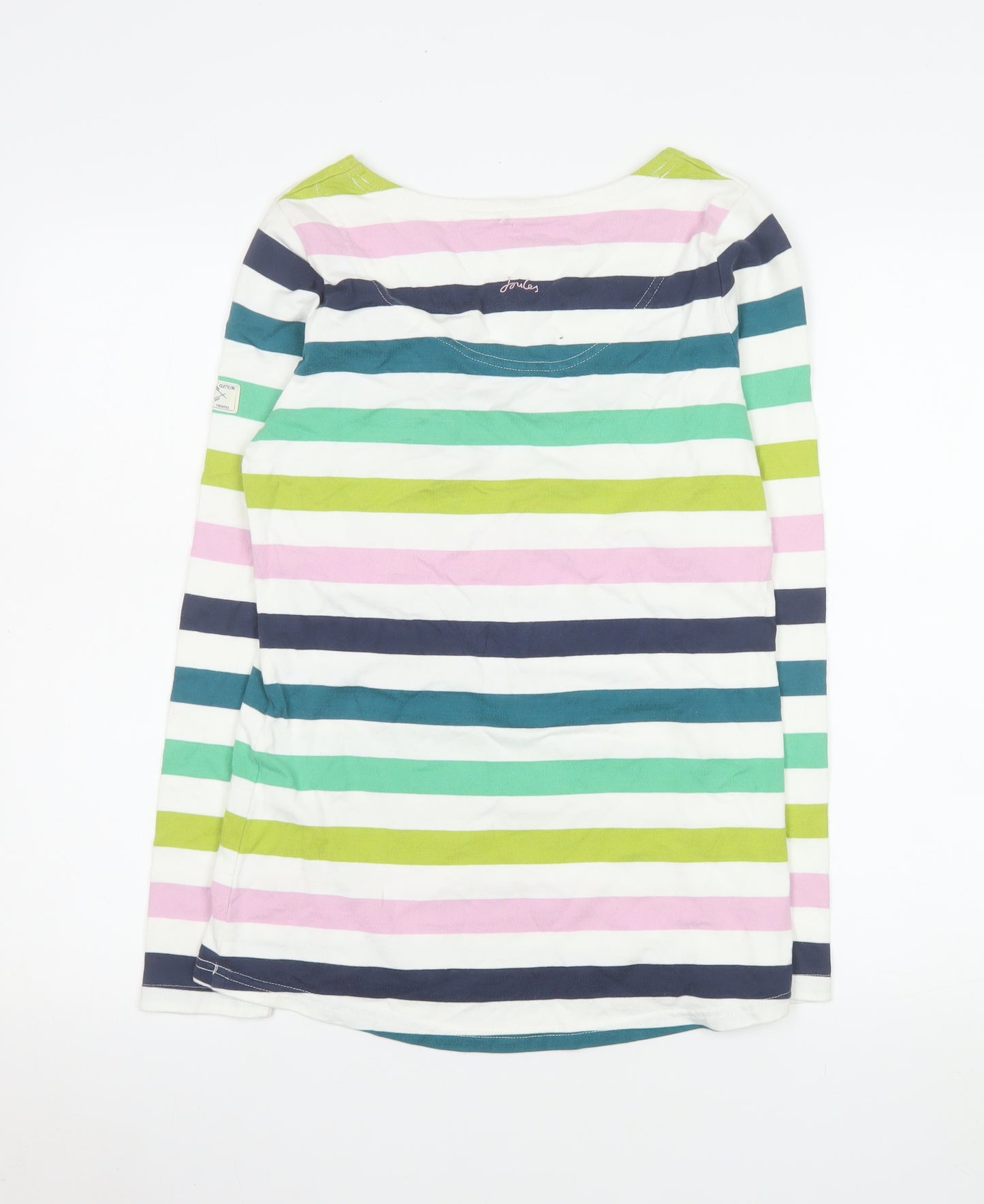 Joules Women Multicoloured Stripe Long Sleeve 100% Cotton Top UK 10