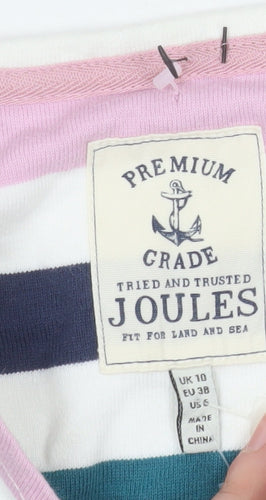 Joules Women Multicoloured Stripe Long Sleeve 100% Cotton Top UK 10