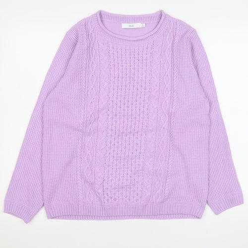 Isle Women's Purple Cable Knit Acrylic Jumper Size S 10-12