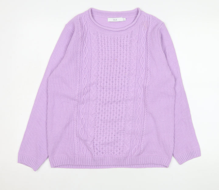 Isle Women's Purple Cable Knit Acrylic Jumper Size S 10-12