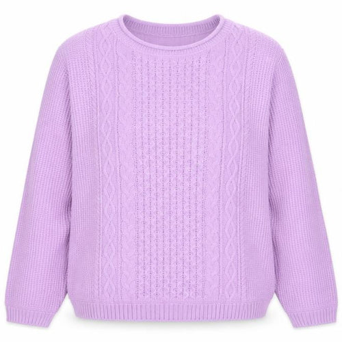 Isle Women's Purple Cable Knit Acrylic Jumper Size S 10-12