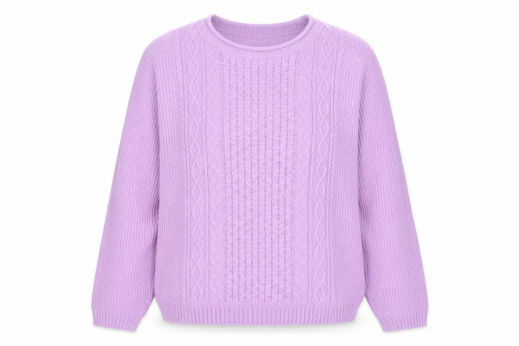 Isle Women's Purple Cable Knit Acrylic Jumper Size S 10-12
