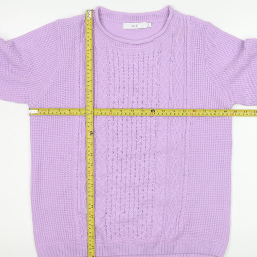 Isle Women's Purple Cable Knit Acrylic Jumper Size S 10-12