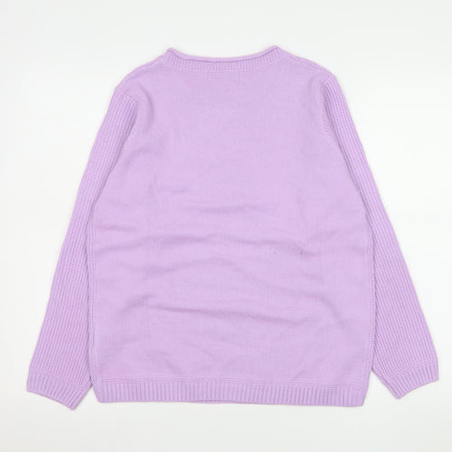 Isle Women's Purple Cable Knit Acrylic Jumper Size S 10-12