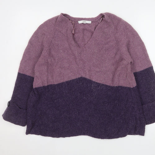 Next Womens Purple V-Neck Knit Pullover Jumper Medium