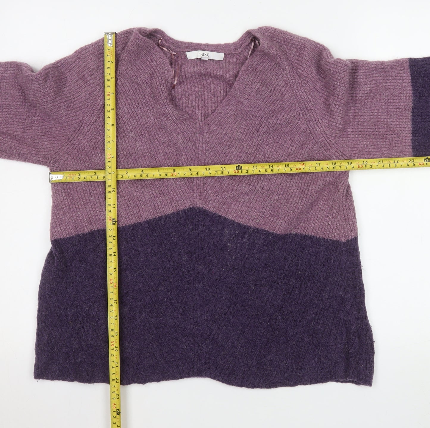 Next Womens Purple V-Neck Knit Pullover Jumper Medium