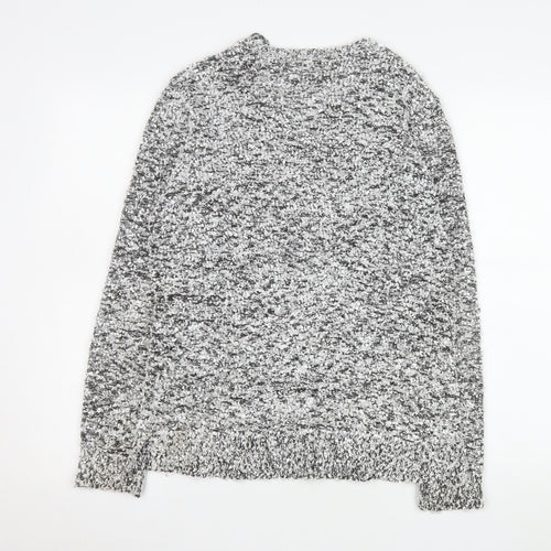 Canda Women’s Grey Chunky Knit V-Neck Pullover Jumper Size S