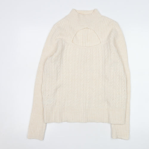 Next Women Ivory Mock Neck Cable Knit Pullover Jumper Size S