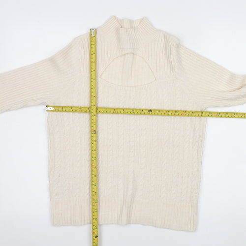 Next Women Ivory Mock Neck Cable Knit Pullover Jumper Size S