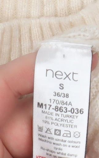 Next Women Ivory Mock Neck Cable Knit Pullover Jumper Size S