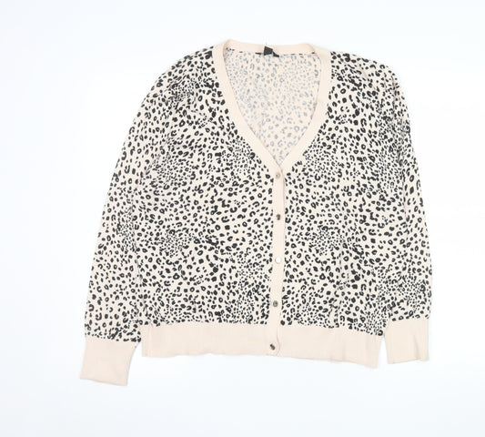 M&Co Women’s Beige Leopard Print Button Cardigan Size 16