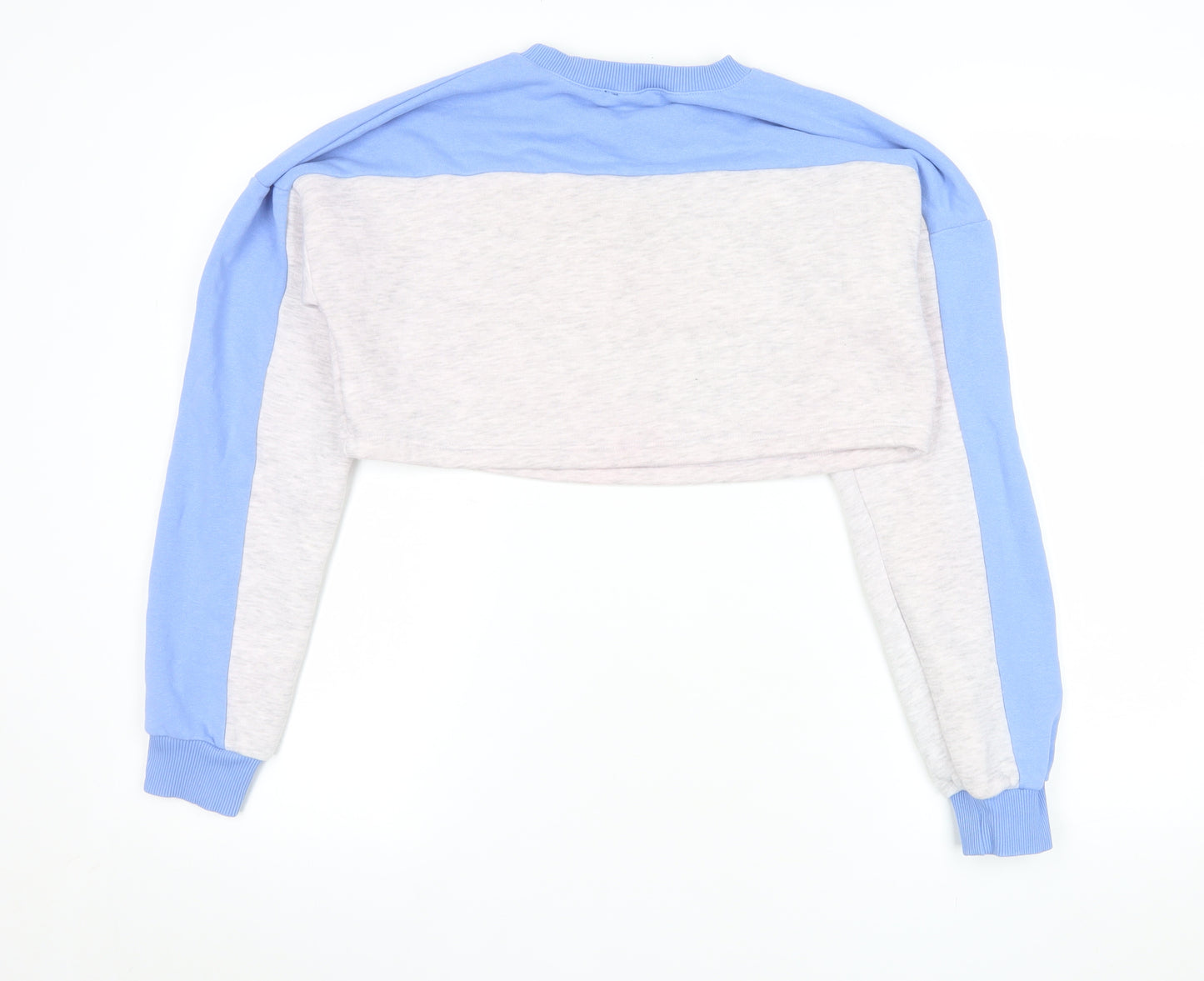 ISAWITFIRST Women Blue & Grey Cropped Pullover Sweatshirt UK 8