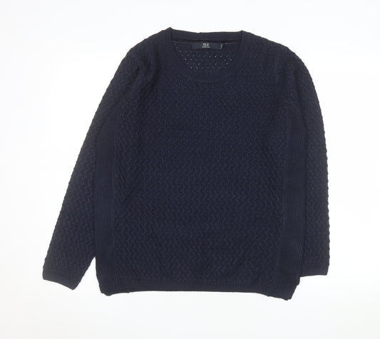 Isle Essentials Women Blue Cotton Knit Jumper Size 14