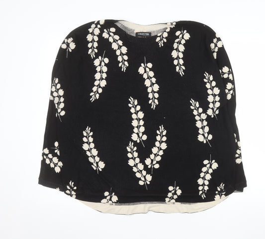 Marks and Spencer Women Black Floral Long Sleeve Tunic Top Size 16