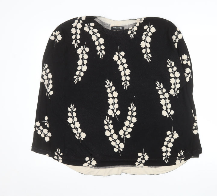 Marks and Spencer Women Black Floral Long Sleeve Tunic Top Size 16