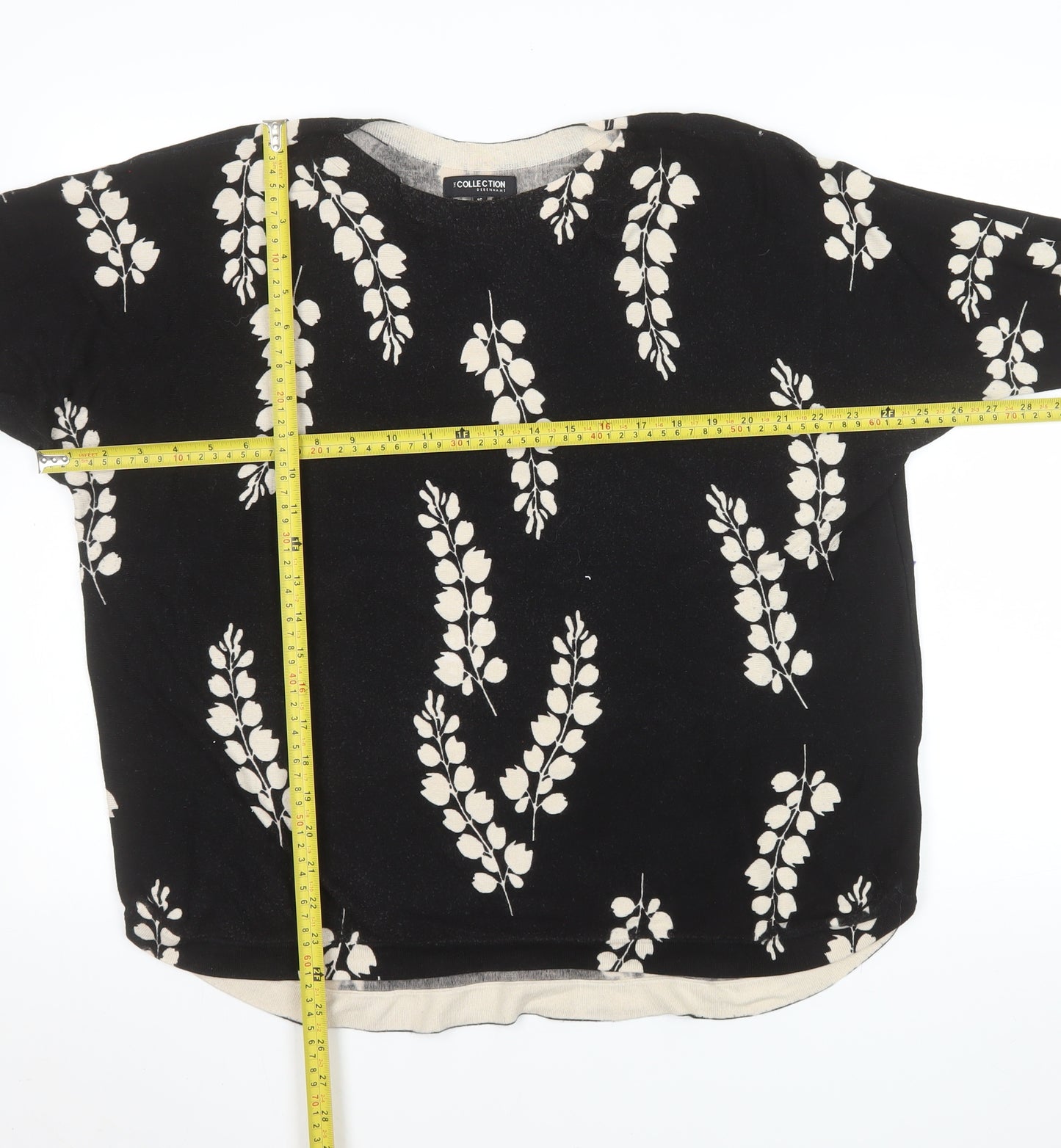 Marks and Spencer Women Black Floral Long Sleeve Tunic Top Size 16