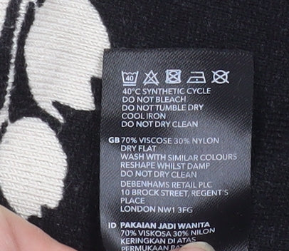 Marks and Spencer Women Black Floral Long Sleeve Tunic Top Size 16