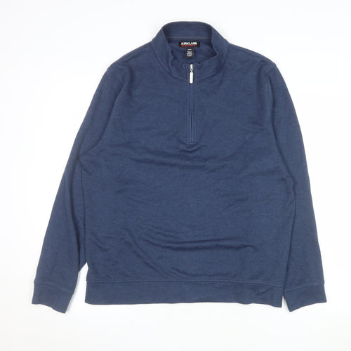 Kirkland Signature Men's Blue 1/4 Zip Pullover Sweatshirt Size M