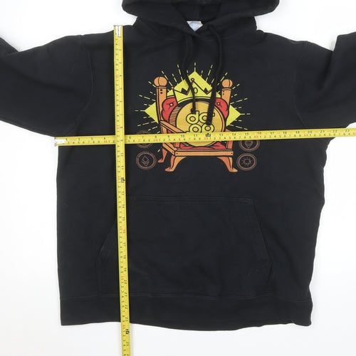 Port & Company Men's Black Pullover Hoodie M Graphic Print Fleece
